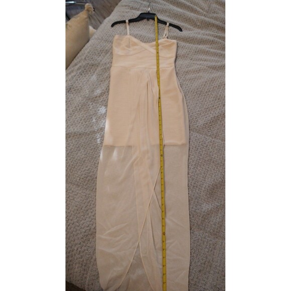 Bebe bodycon maxi sheer dress Md cream summer Sexy City Boho - Picture 9 of 12
